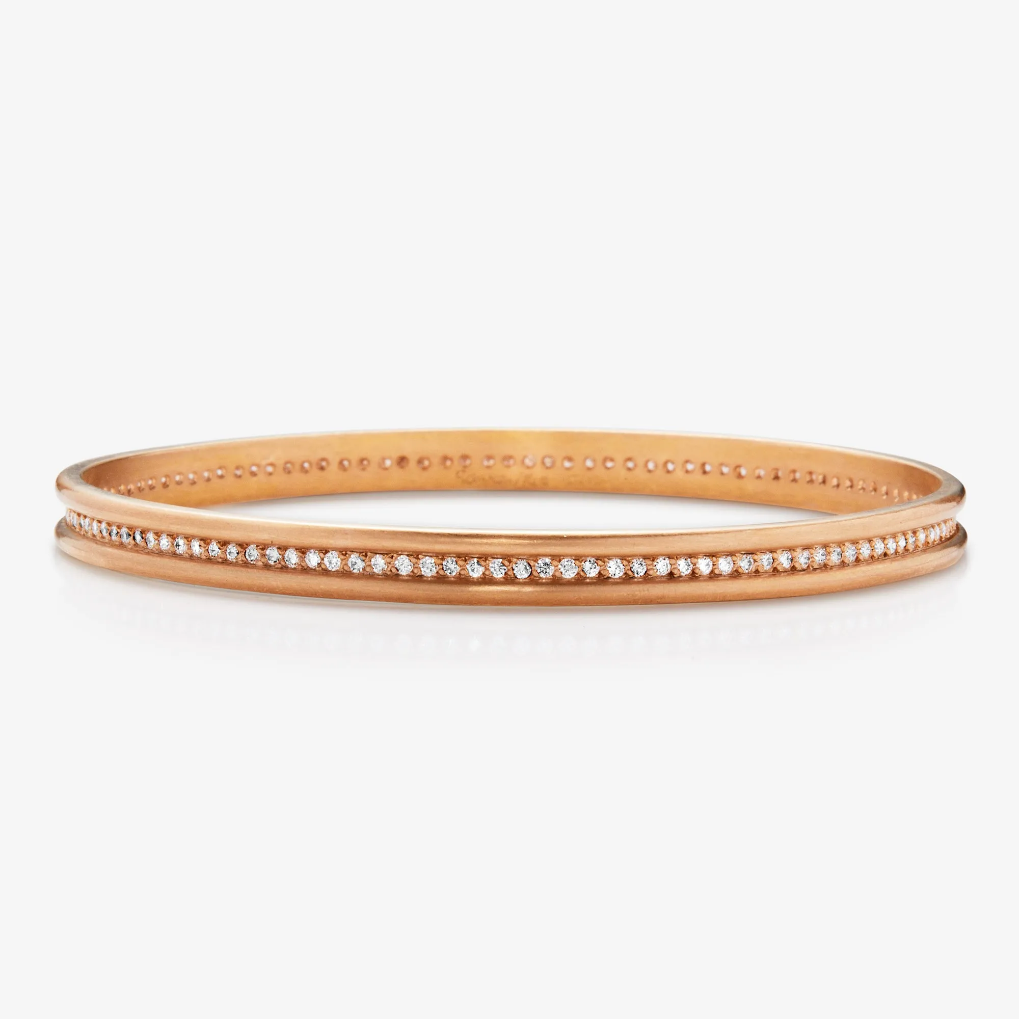 Shimmer Diamond Bangle in 22K Apricot Gold- 5mm
