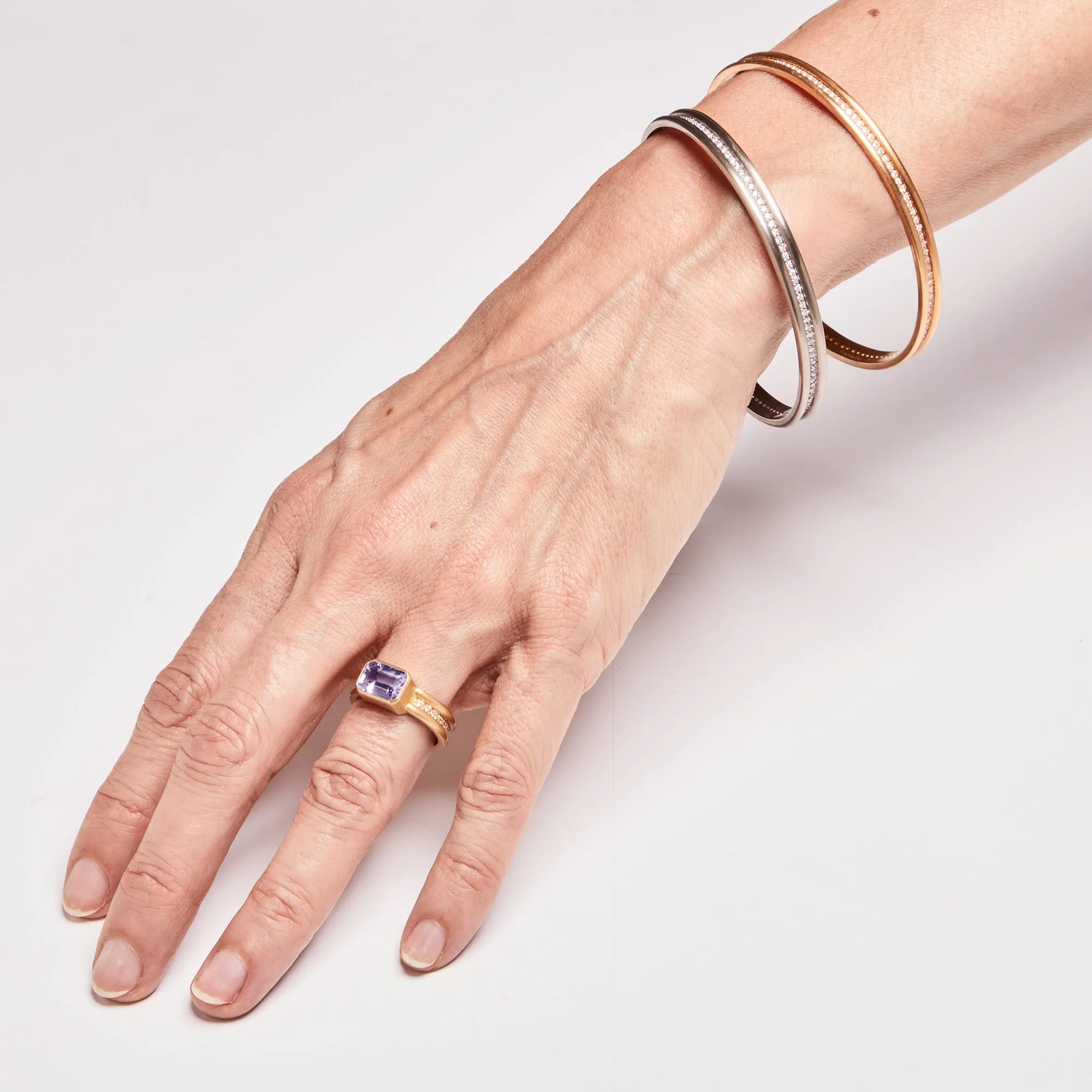 Shimmer Diamond Bangle in 22K Apricot Gold- 5mm