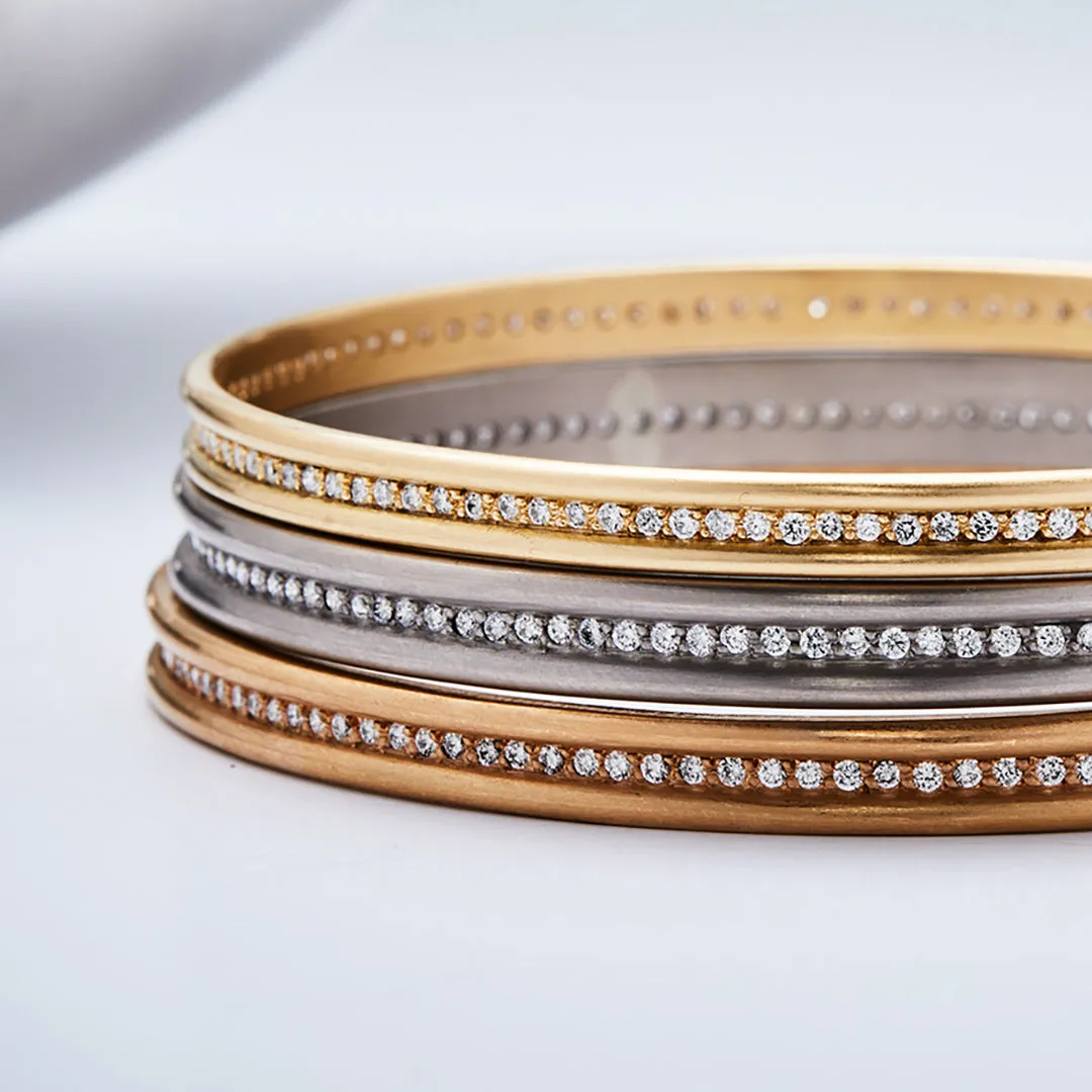 Shimmer Diamond Bangle in 22K Apricot Gold- 5mm