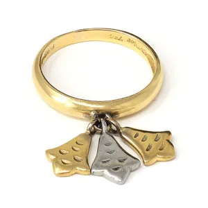 Signed Christian Dior Charm Dangling Ring in Platinum and 18k