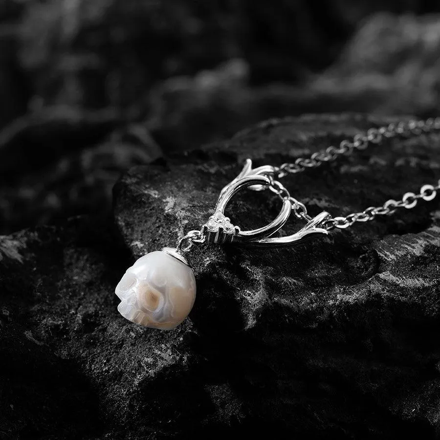 Sika Deer Antler Pearl Cranium Pendant Necklace