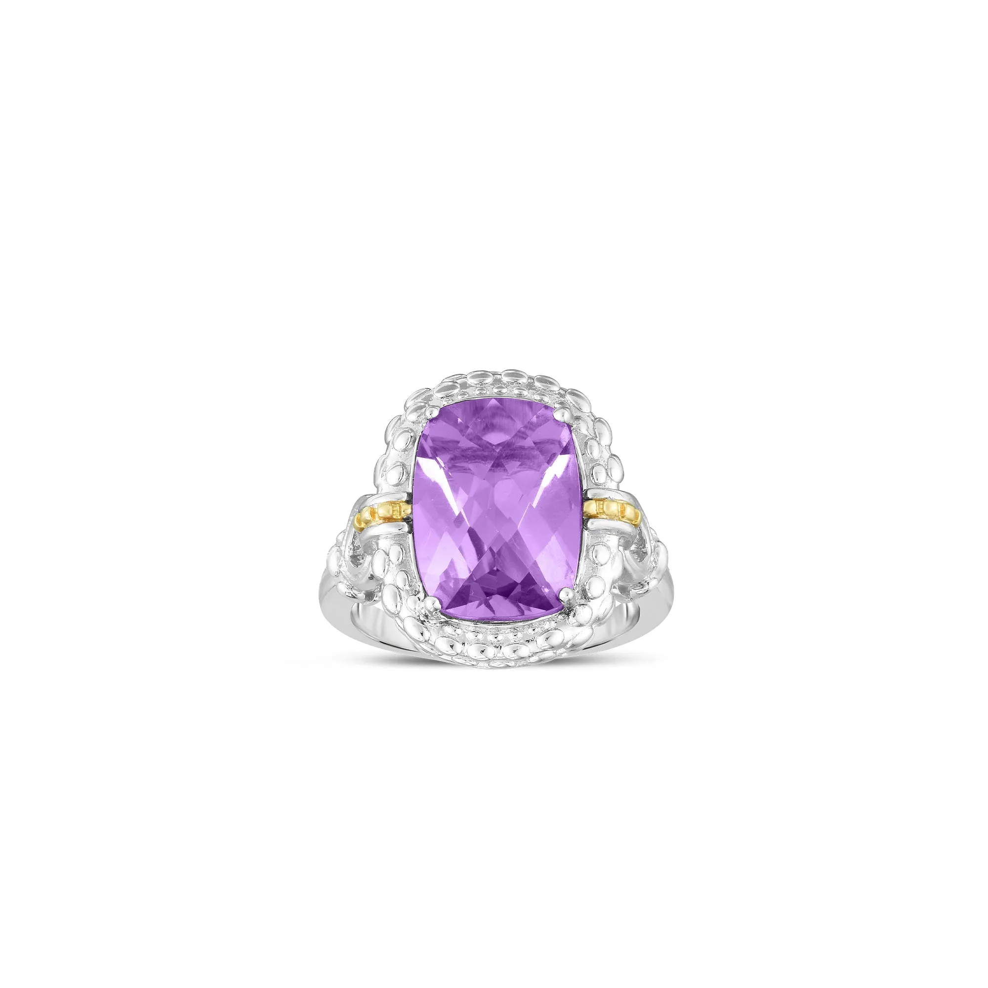 Silver & 18K Gold Amethyst Cocktail Ring