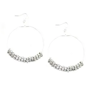 SILVER-CLEAR ROUND EARRINGS  #ER1326_S-CRY (LA5)