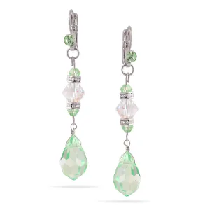 SILVER GREEN CRYSTAL DROP EARRINGS #FW-E40725SCLG (XB2)