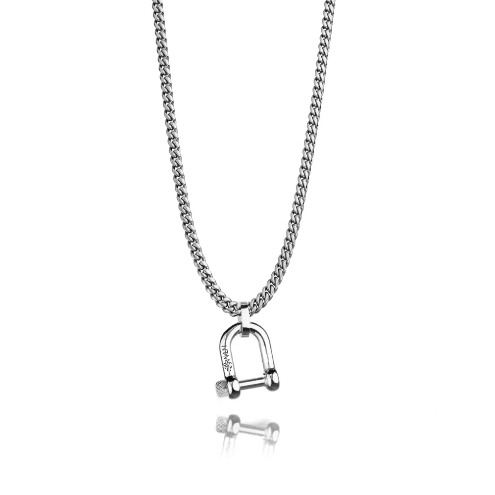 Silver Horse Shoe Shackle Necklace