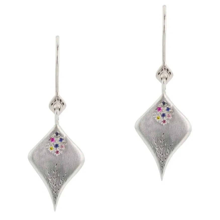 Silver Multi-Colored Sapphire "Secret Garden" Earrings