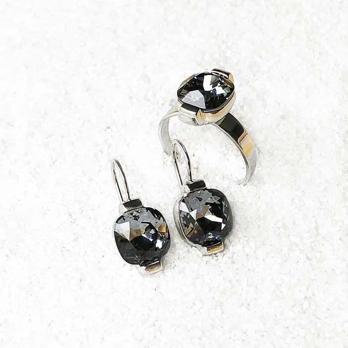 Silver Night Crystal Drop Earrings