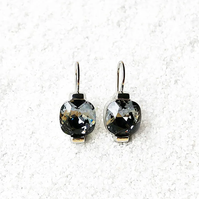 Silver Night Crystal Drop Earrings
