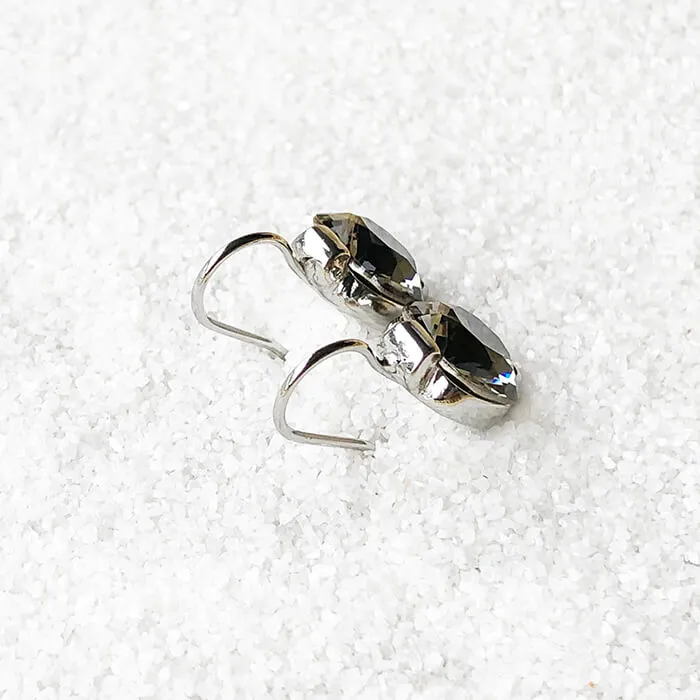 Silver Night Crystal Drop Earrings