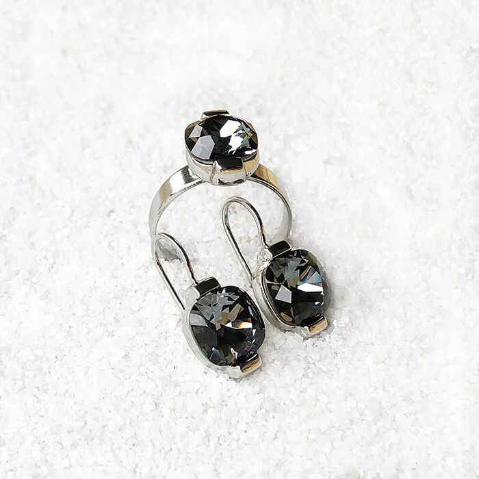 Silver Night Crystal Drop Earrings