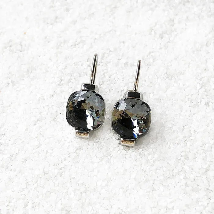 Silver Night Crystal Drop Earrings