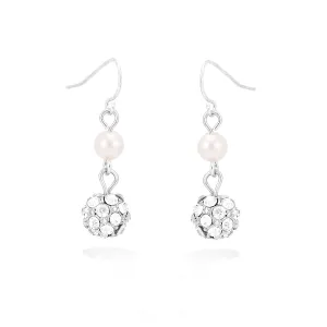 SILVER PEARL CRYSTAL EARRINGS  #FW1403749 (IF12)