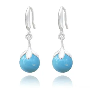 Silver Pearl Turquoise Earrings