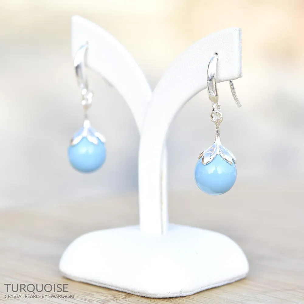 Silver Pearl Turquoise Earrings