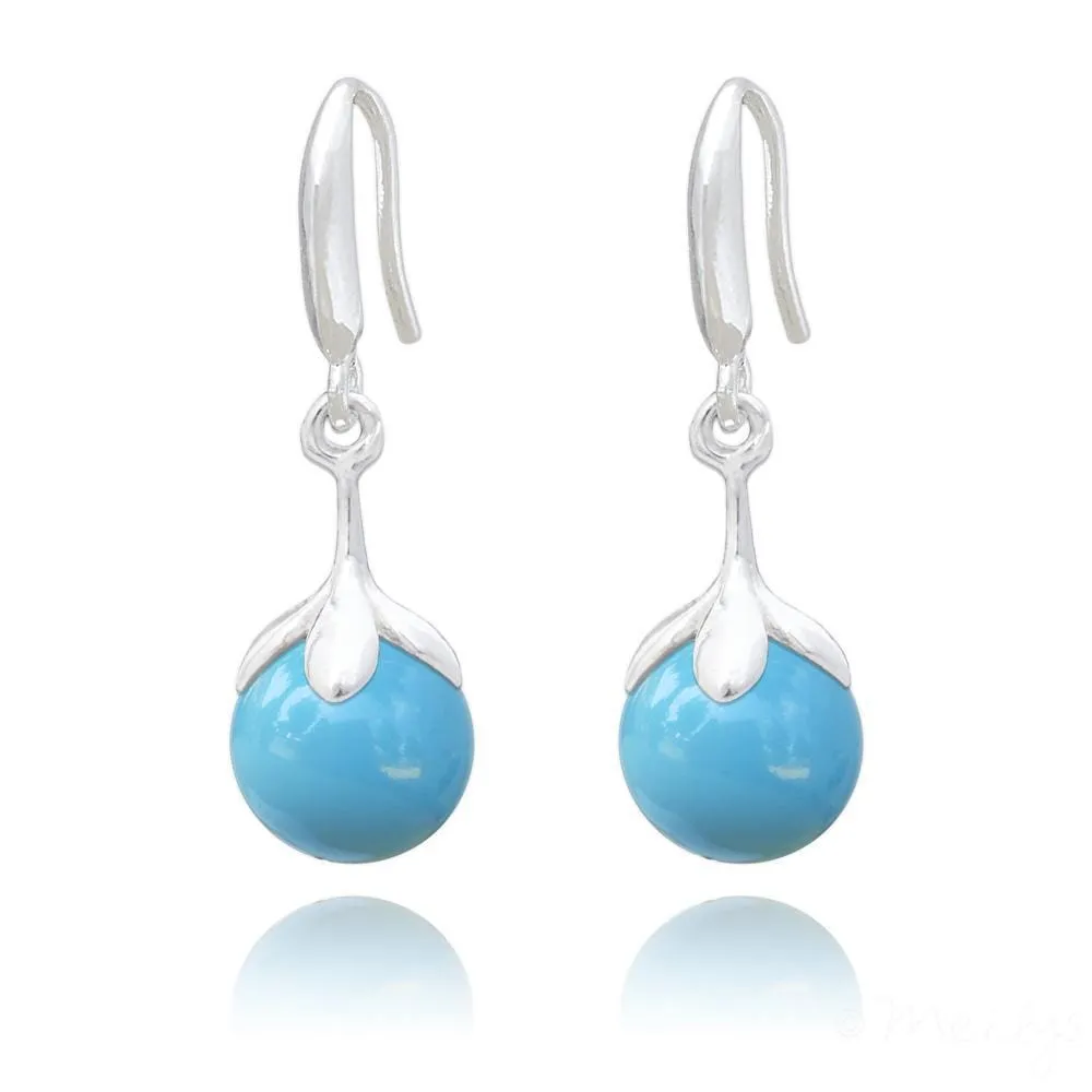 Silver Pearl Turquoise Earrings