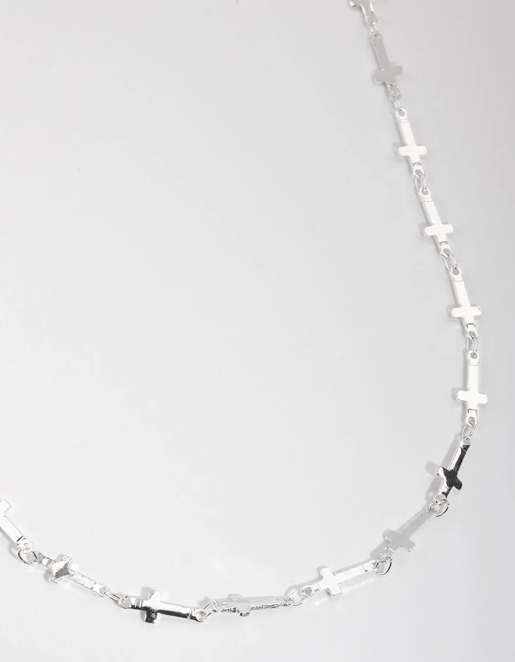 Silver Plated Cross Station Necklace
