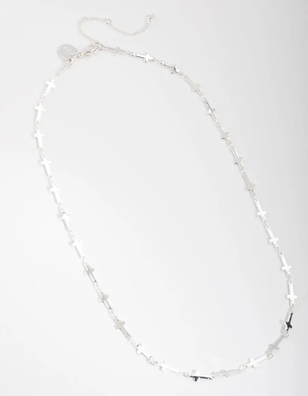 Silver Plated Cross Station Necklace
