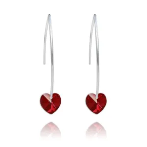 Silver Red Siam Heart Earrings