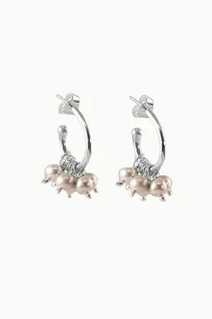 Sivalya Verona Pearls Hoop Earrings Sterling Silver - Ivory