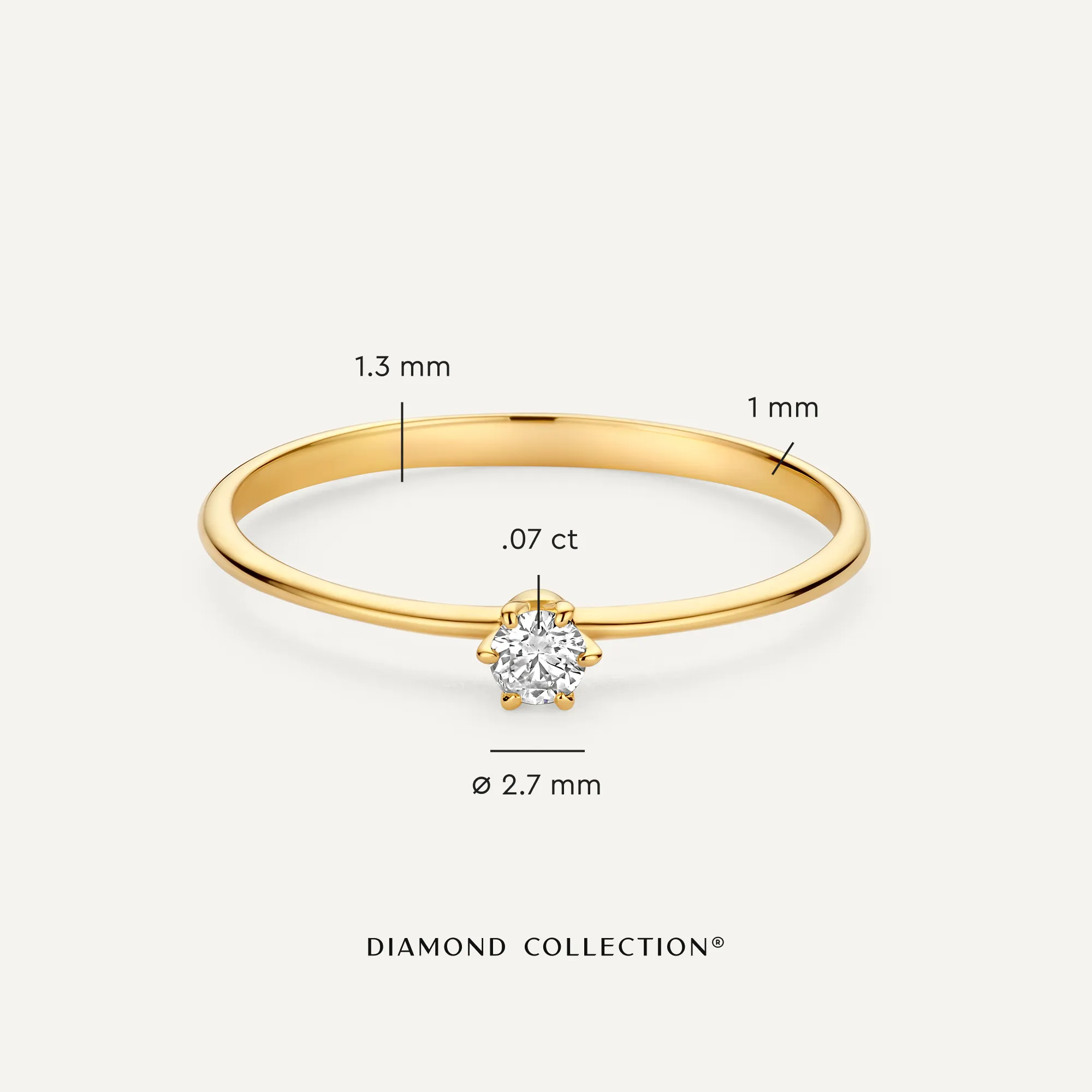 Six Prong Diamond Solitary Ring (0.07 ct)