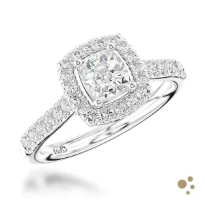 Skye Cushion Halo 0.51ct Diamond Platinum Ring