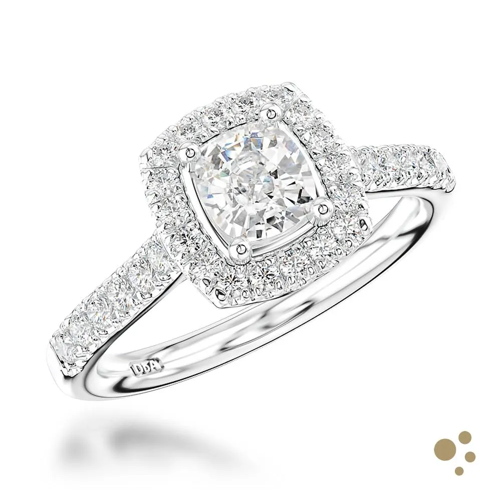 Skye Cushion Halo 0.51ct Diamond Platinum Ring