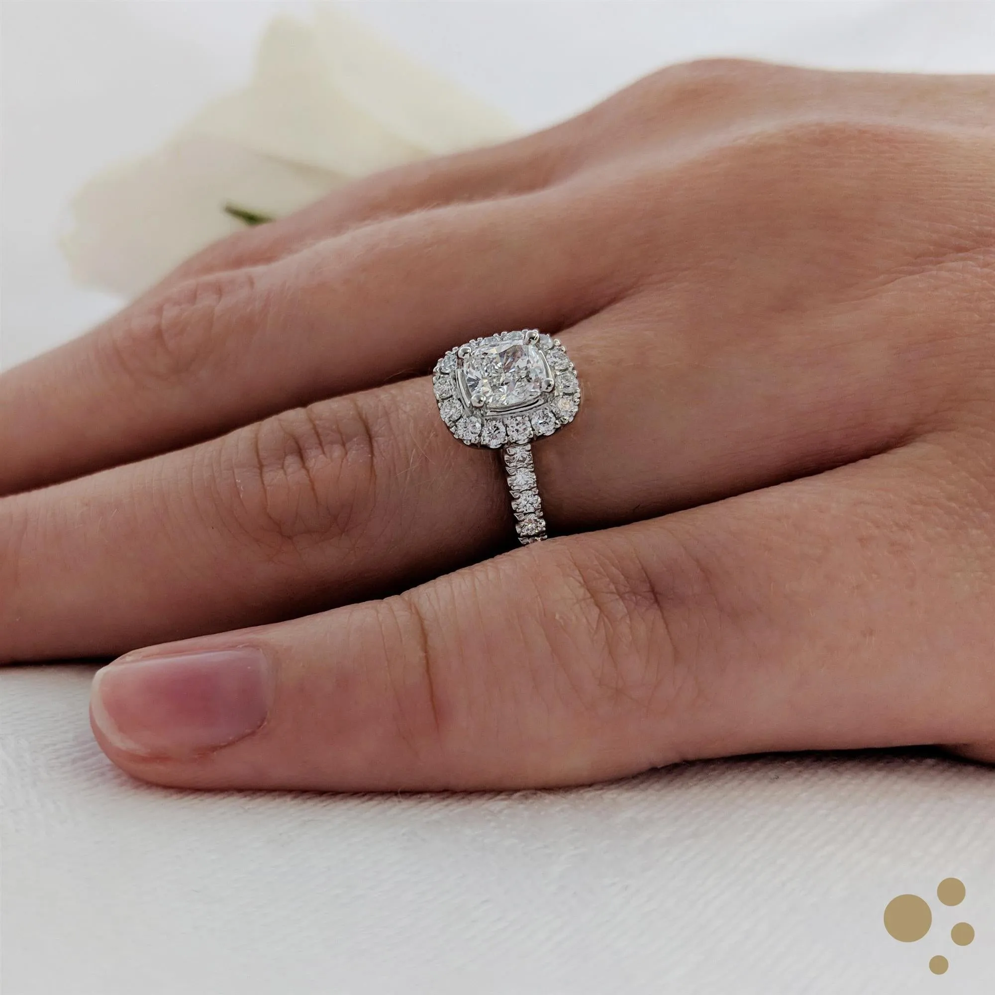 Skye Cushion Halo 0.51ct Diamond Platinum Ring