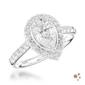 Skye Pear Halo 0.90ct Diamond Platinum Ring