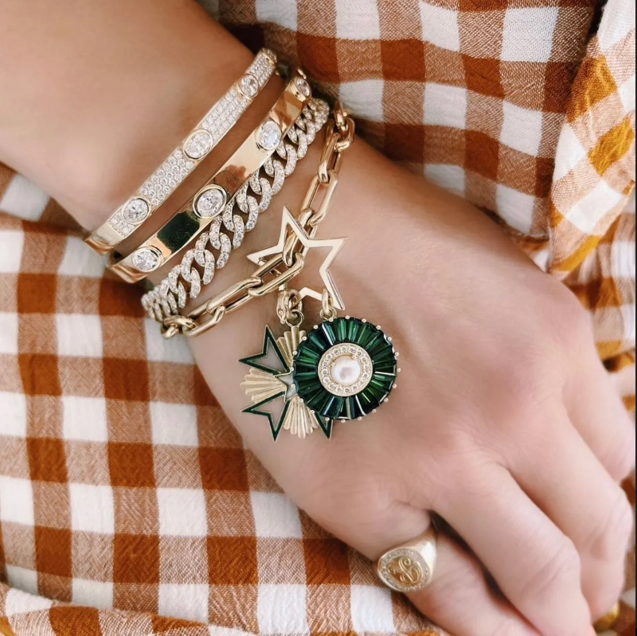 Sleek Oval and Pave Diamond Hinge Bangle Bracelet