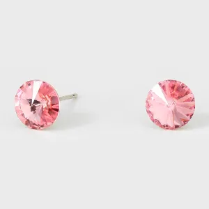 Small Pink Round Crystal Stud Earrings | 8 mm | 123256