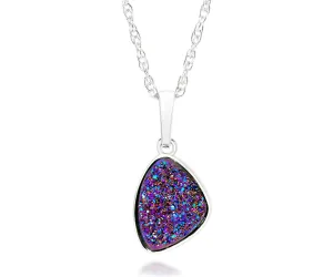 Small Trillion Purple Rainbow Druzy Necklace