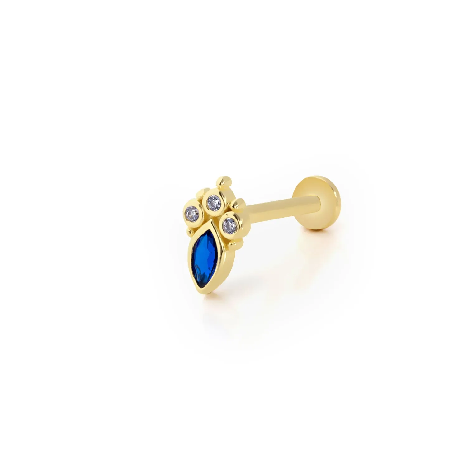 SOLID GOLD SAPPHIRE STONE PIERCING