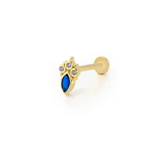 SOLID GOLD SAPPHIRE STONE PIERCING