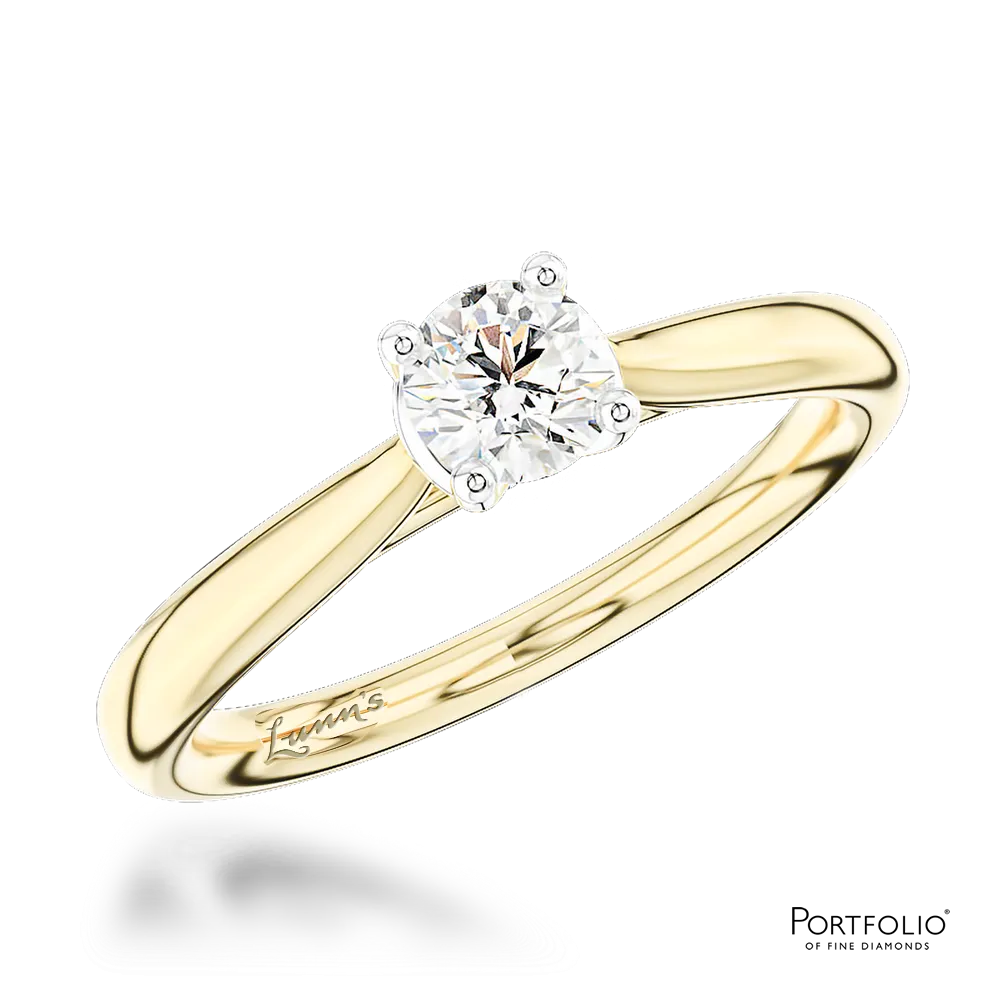 Solitaire 0.31ct F VS2 Diamond Yellow Gold/Platinum Ring