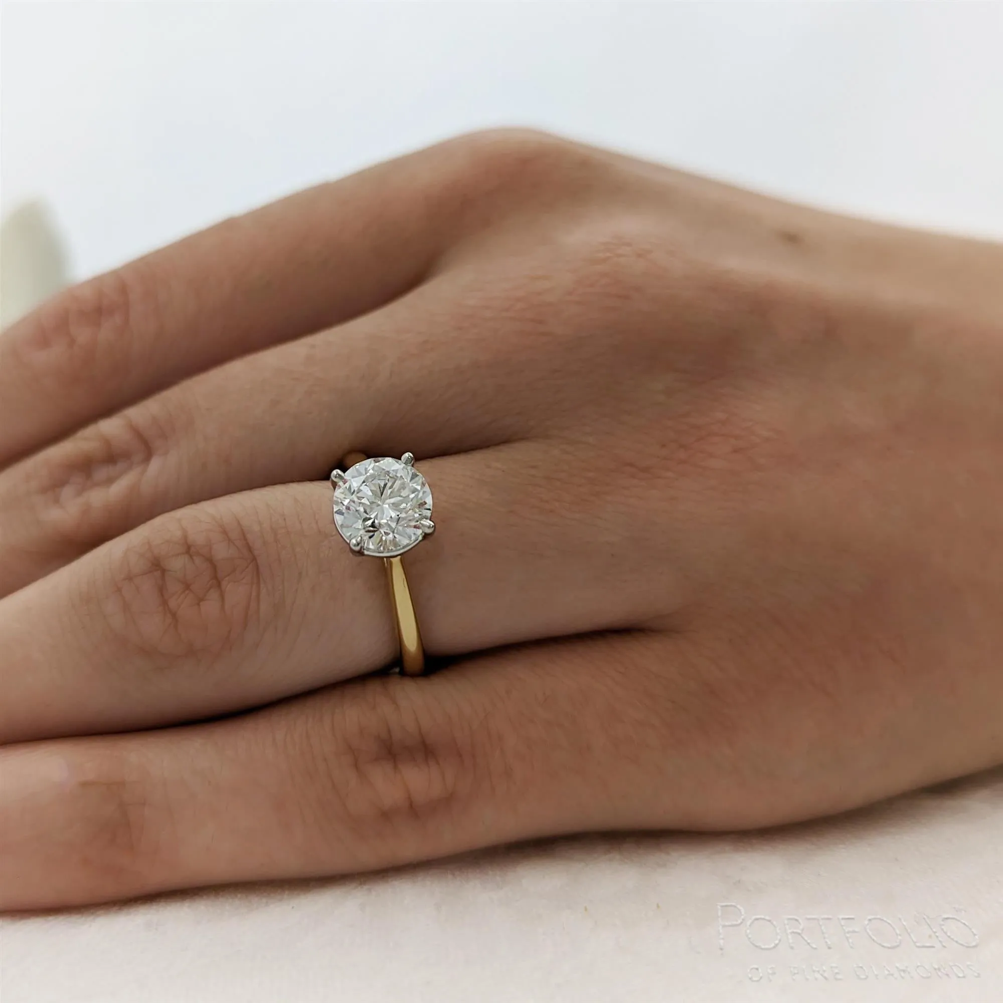 Solitaire 2.01ct F SI2 Diamond Yellow Gold/Platinum Ring