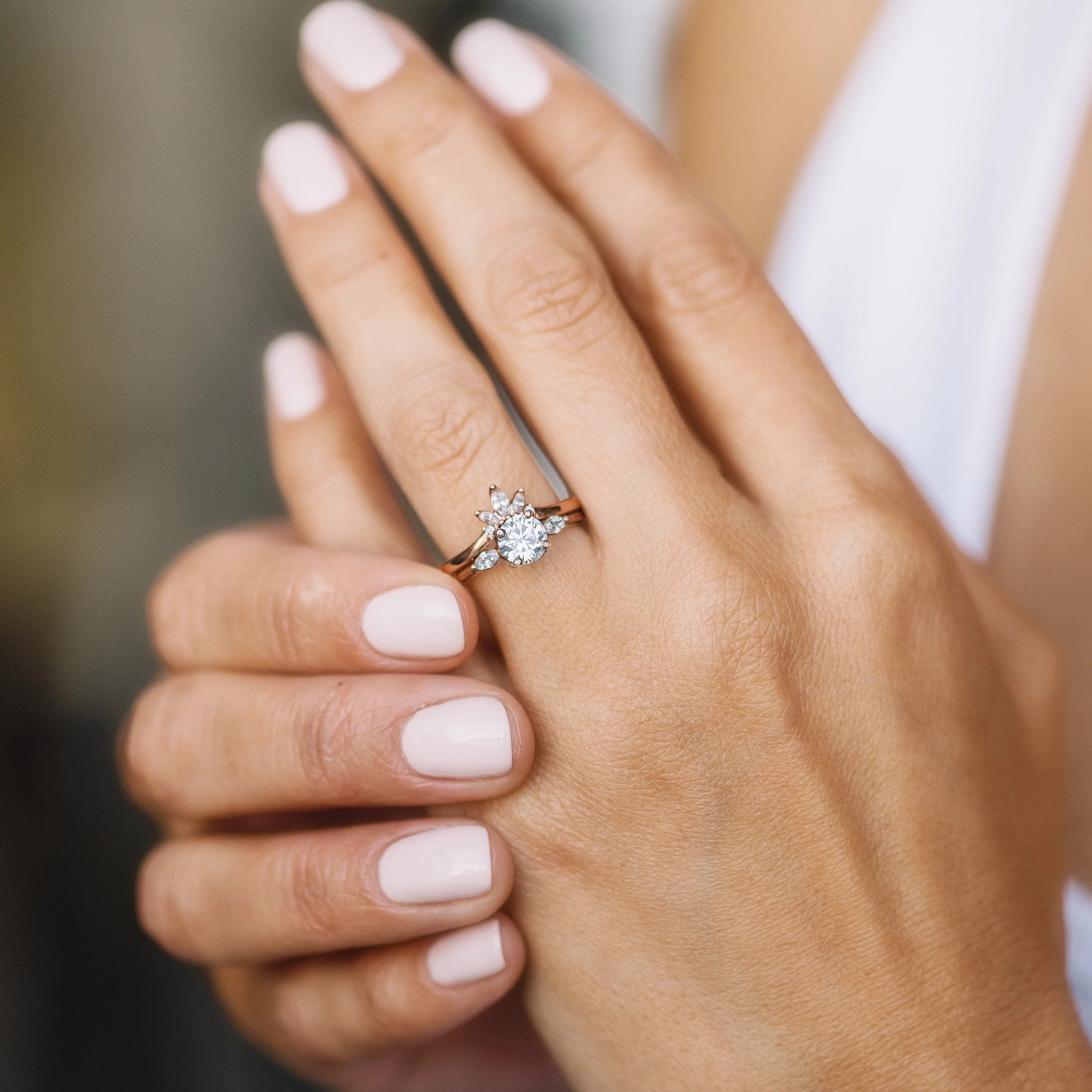 Solitaire and Pear Side Diamond Engagement Ring Setting