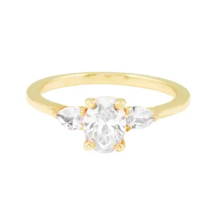 Solitaire and Pear Side Diamond Engagement Ring Setting