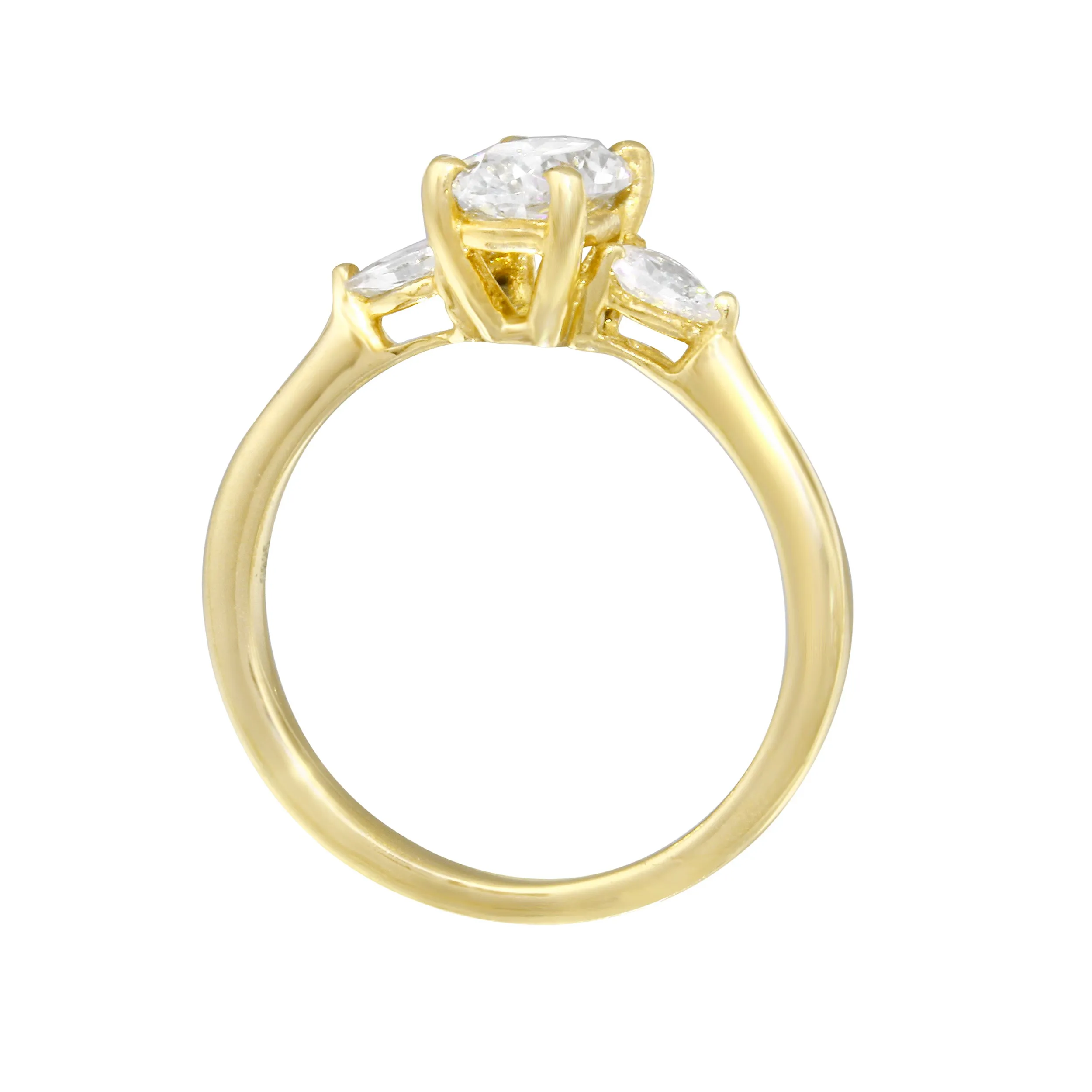 Solitaire and Pear Side Diamond Engagement Ring Setting