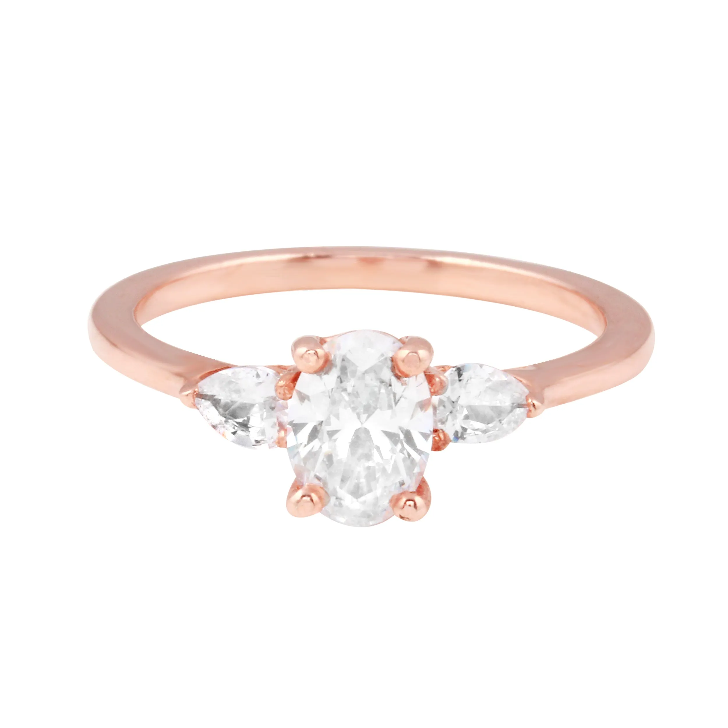 Solitaire and Pear Side Diamond Engagement Ring Setting