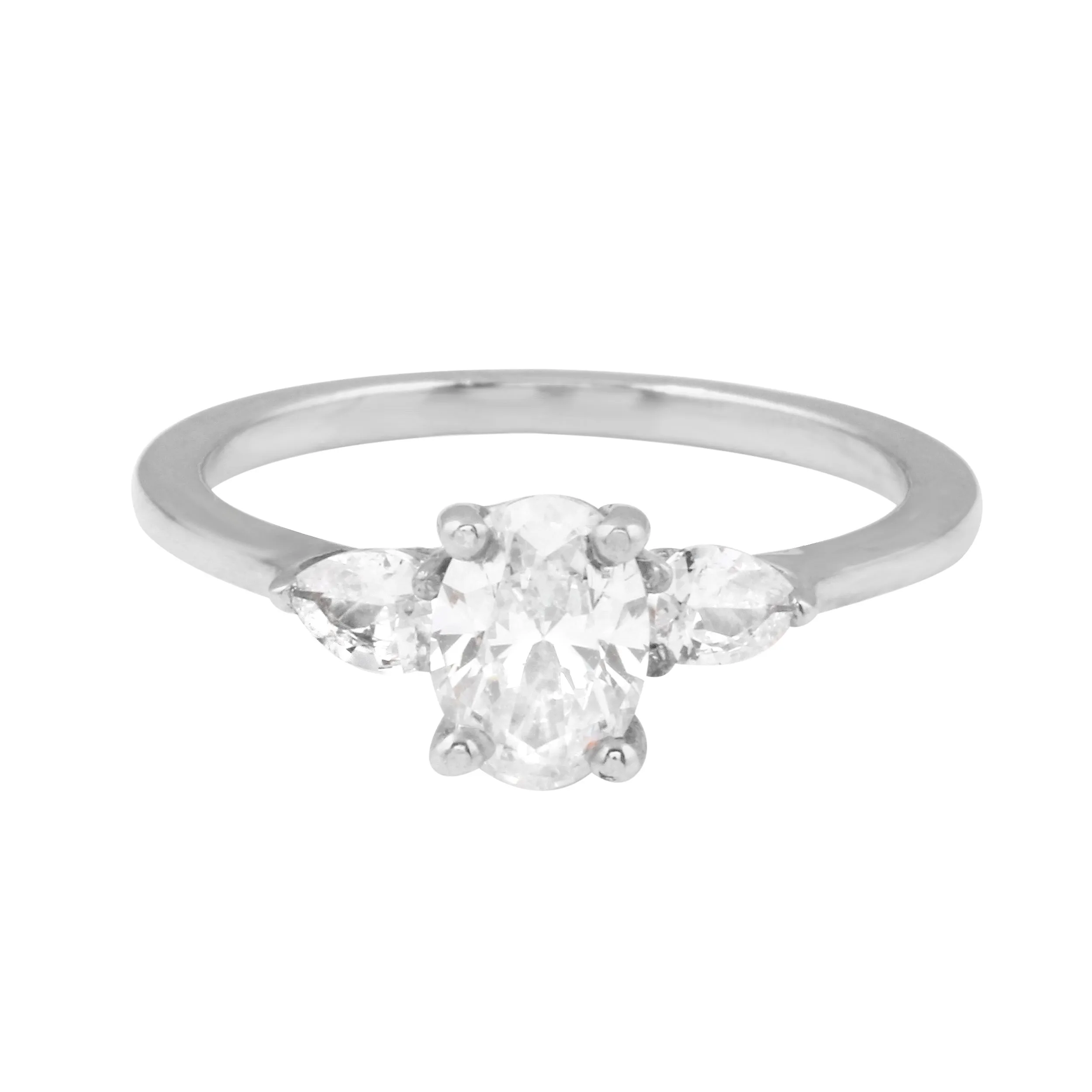 Solitaire and Pear Side Diamond Engagement Ring Setting