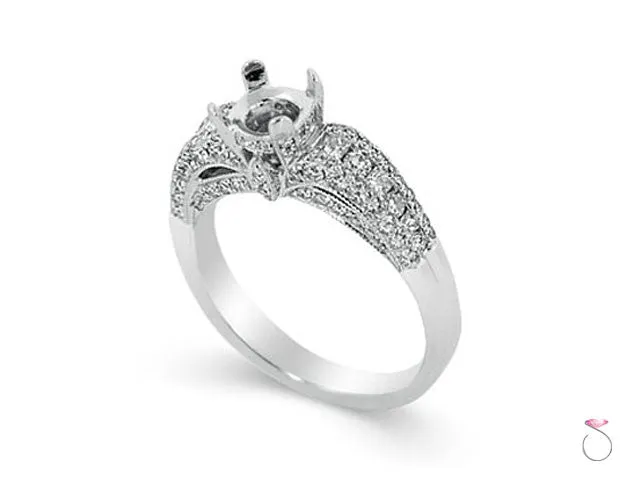 Solitaire Engagement Ring Setting in 1.19ctw 18K White Gold
