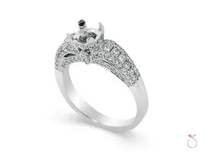 Solitaire Engagement Ring Setting in 1.19ctw 18K White Gold