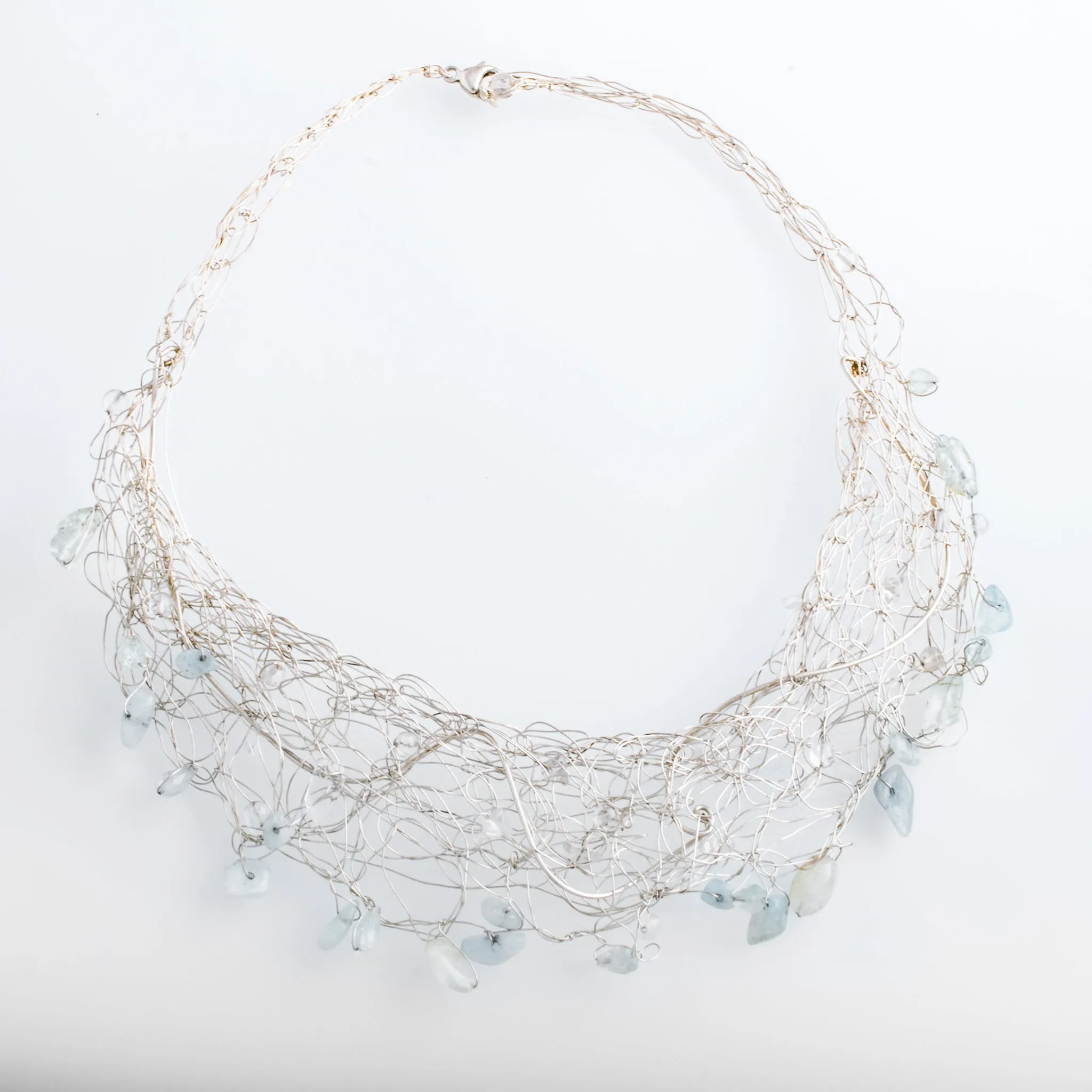 Spun Bib Necklace with Blue Topaz