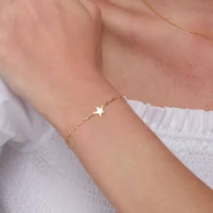Star Celestial Bracelet with Paperclip Chain - 18K Gold Vermeil