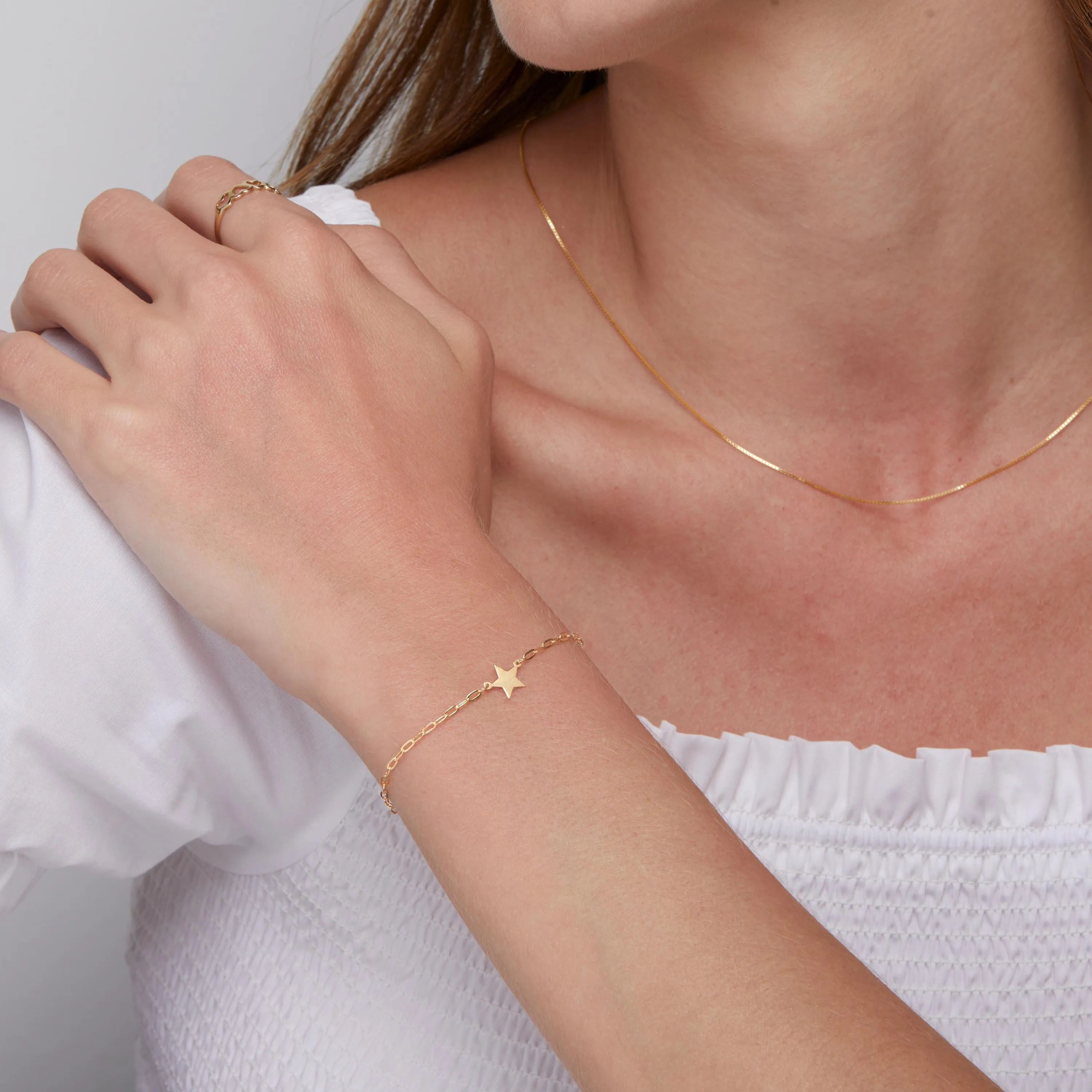 Star Celestial Bracelet with Paperclip Chain - 18K Gold Vermeil