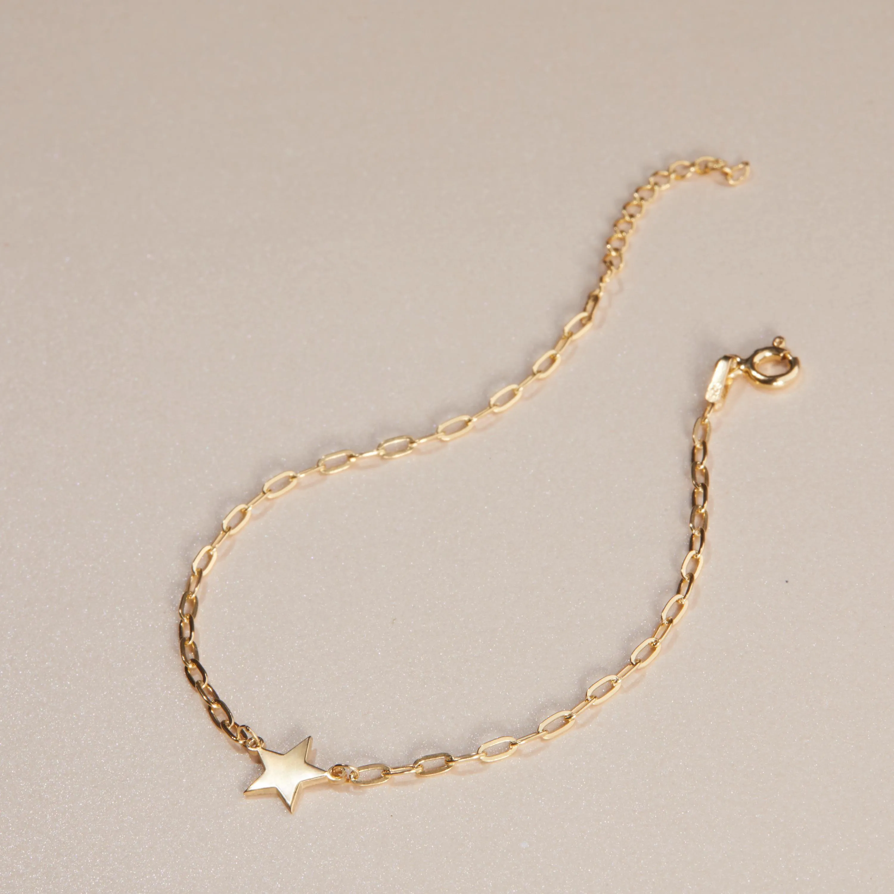 Star Celestial Bracelet with Paperclip Chain - 18K Gold Vermeil