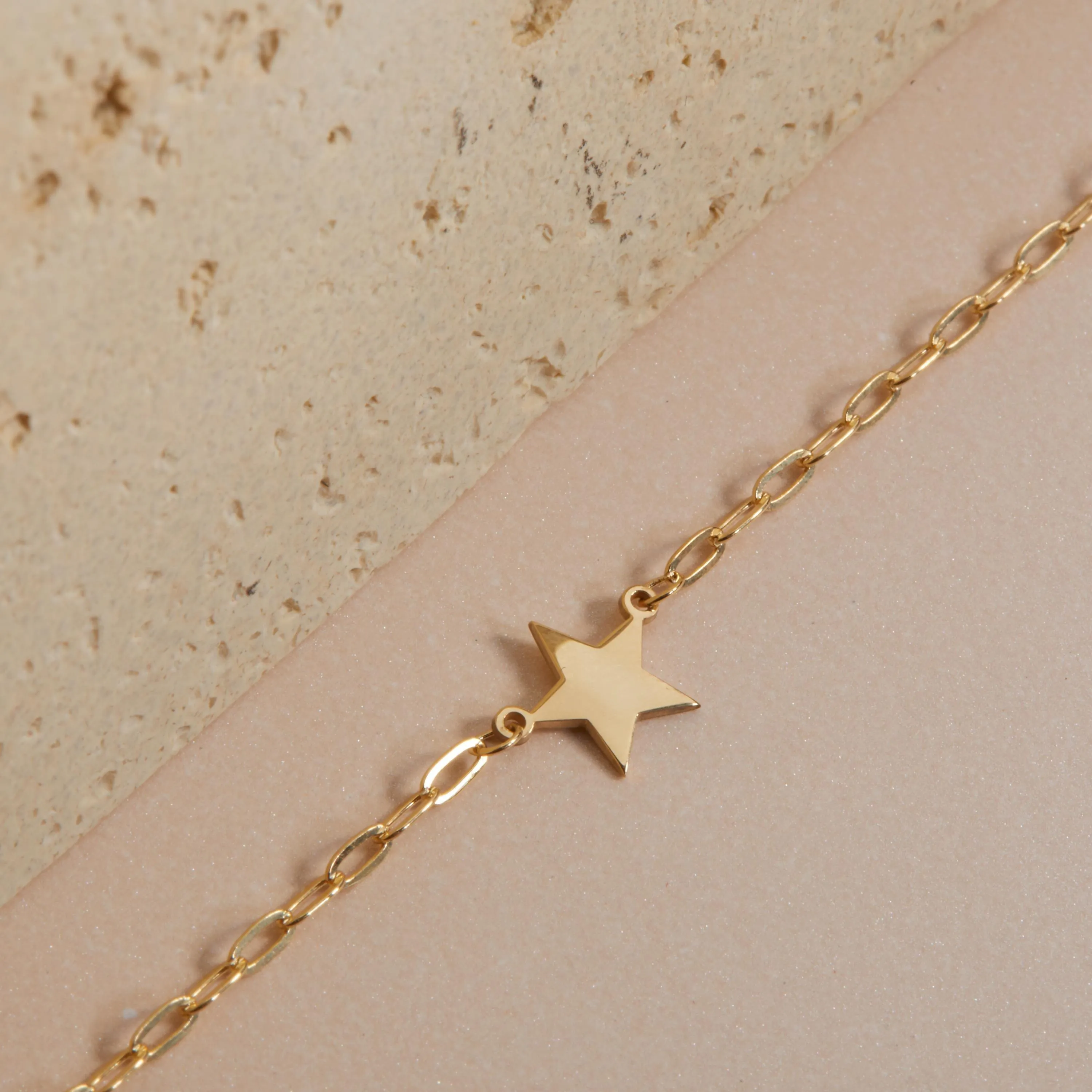 Star Celestial Bracelet with Paperclip Chain - 18K Gold Vermeil