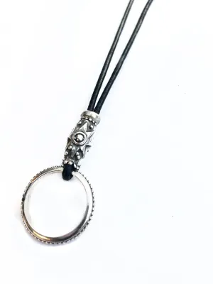Star Light On Leather Eyering Necklace