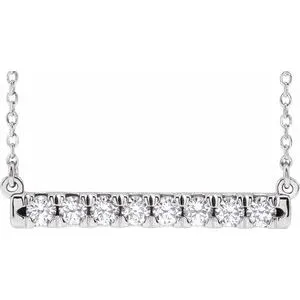 Sterling Silver 1/2 CTW Natural Diamond French-Set Bar 16" Necklace
