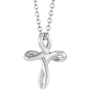 Sterling Silver 13.35x10.42 mm Youth Cross 16-18" Necklace